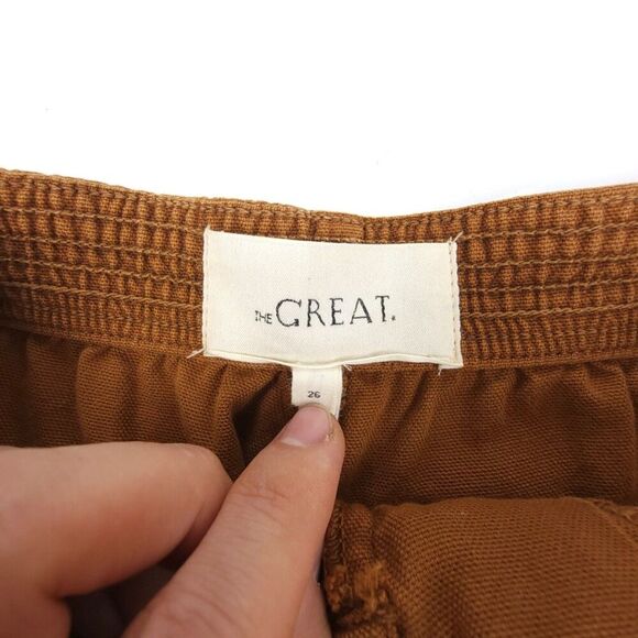 THE GREAT Ranger Baggy Straight Ankle Crop Utility Pants Military Rust Brown 26 - Picture 2 of 7